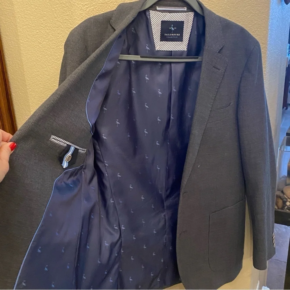 NWT~TAILORBYRD Collection Men Gray Wool Blend Blazer Jacket Size 40R